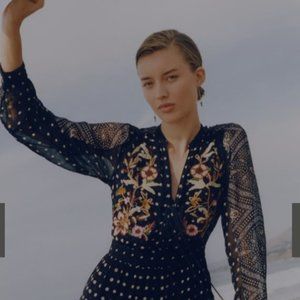 Anthropologie Maeve Cassidy Embroidered Midi Dress Size 4 Small